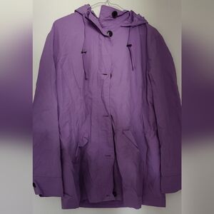 Purple Land's End hooded rain jacket (sz L)
